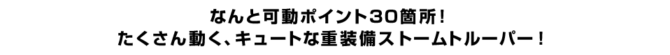 なんと可動ポイント３０箇所！ たくさん動く、キュートな重装備ストームトルーパー！