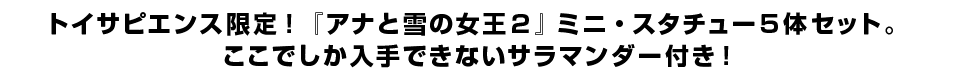 トイサピエンス限定！『アナと雪の女王２』ミニ・スタチュー５体セット。 ここでしか入手できないサラマンダー付き！