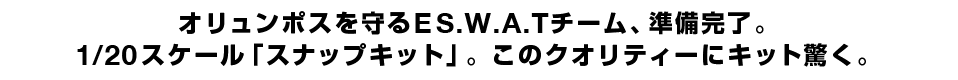 オリュンポスを守るＥＳ.Ｗ.Ａ.Ｔ.チーム、準備完了。１／２０スケール「スナップキット」。このクオリティーにキット驚く。