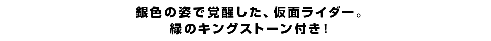 銀色の姿で覚醒した、仮面ライダー。緑のキングストーン付き！