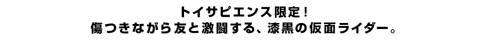 トイサピエンス限定！傷つきながら友と激闘する、漆黒の仮面ライダー。