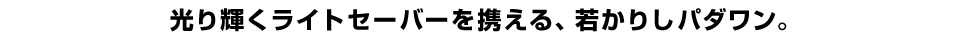 光り輝くライトセーバーを携える、若かりしパダワン。